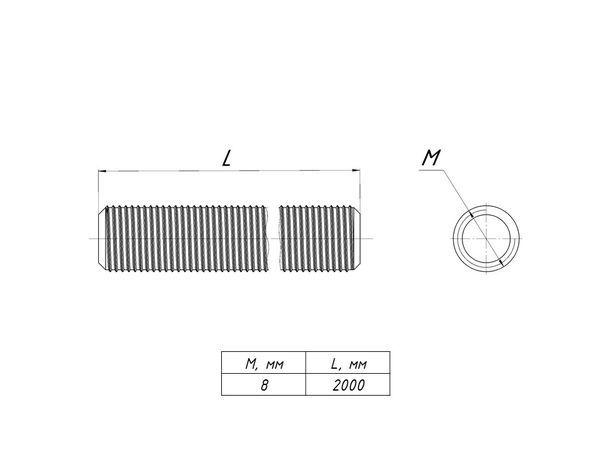 Шпилька M8 L2000 EKF shpm8x2000 1