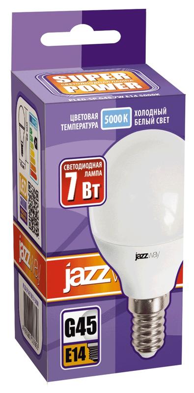 Лампа светодиодная PLED-SP 7Вт G45 шар 5000К холод. бел. E14 540лм 230В JazzWay 1027870-2 1