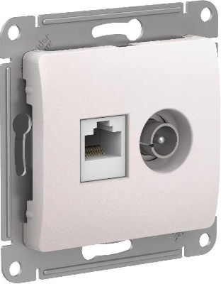 Механизм розетки компьютерной + TV 2-м Glossa RJ45 кат.5E + TV перламутр SchE GSL000689
