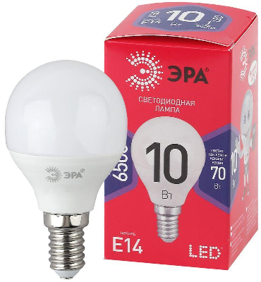 Лампа светодиодная RED LINE LED P45-10W-865-E14 R 10Вт P45 шар 6500К холод. бел. E14 Эра Б0045354