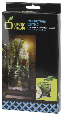 Сетка москитная на дверь 2штх75смх220см 2 шторы; крепежная лента Green Apple Б0032056