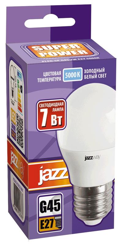 Лампа светодиодная PLED-SP 7Вт G45 шар 5000К холод. бел. E27 540лм 230В JazzWay 1027887-2 1