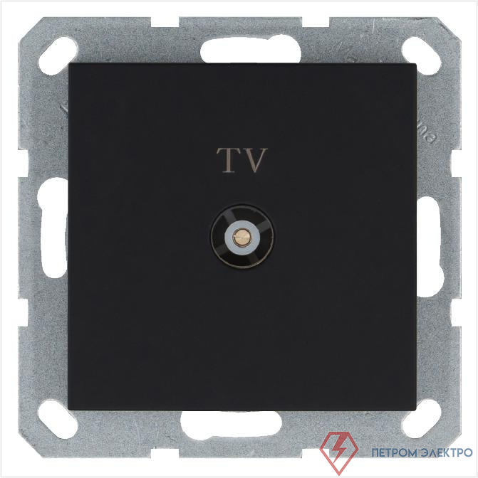 Розетка телевизионная оконечная TV Ф9.5мм механизм черн. матов. soft touch Jasmart G6001PB