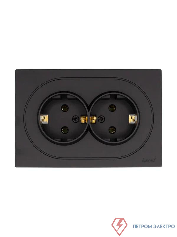 Розетка 2-м СП OSEN с заземл. ПБТ механизм черн. бархат LEZARD 743-4200-127B