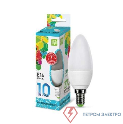 Лампа светодиодная LED-свеча-standard 10Вт 230В E14 4000К 900Лм ASD 4690612015576 0