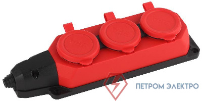 Колодка удлинителя 3-м с заземл. 16А IP44 K-3e-RED-IP44 каучук красн. Эра Б0044552