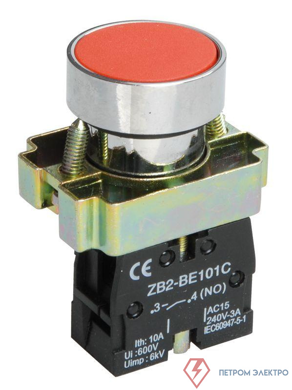 Кнопка LAY5-BA41 1НО без подсветки красн. KARAT IEK BBT60-BA-K04