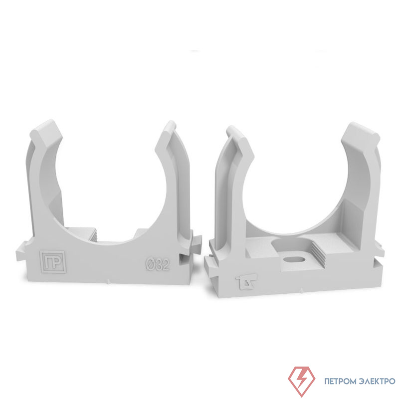 Держатель для труб (клипса) d32мм для монтажн. пистолета сер. в п/э Промрукав PR13.0122