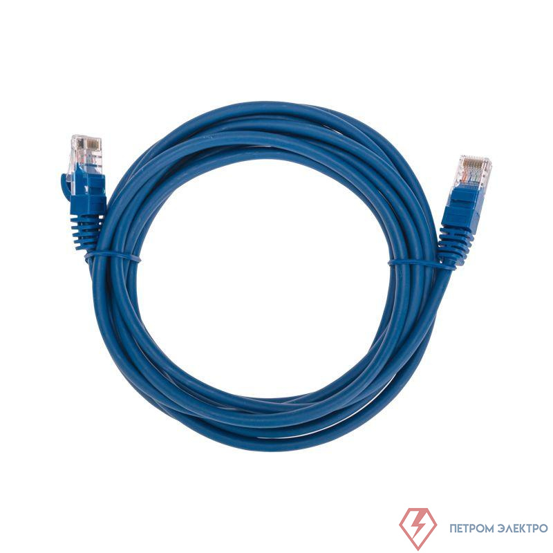 Патч-корд U/UTP CAT 5e RJ45-RJ45 26AWG LSZH син. 3м Rexant 02-0104-3