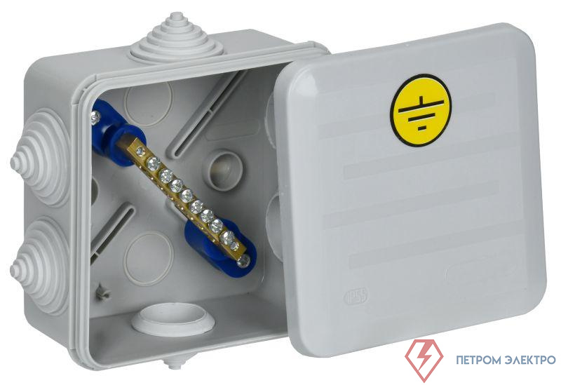Коробка КУП КМ41361 100х100х50 IP44 6 вводов (7035) IEK UKO21-100-100-050-K41-55U