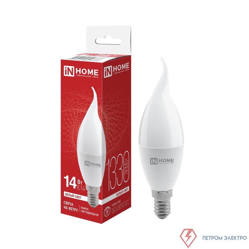 Лампа светодиодная LED-СВЕЧА НА ВЕТРУ-VC 14Вт 230В E14 4000К 1330лм IN HOME 4690612054377