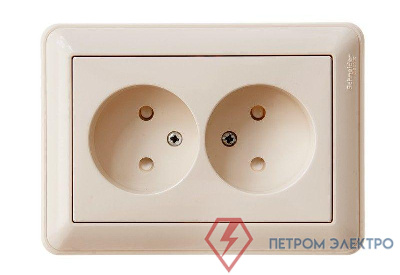 Розетка 2-м СП W59 16А IP20 без заземл. защ. шторки сл. кость SE RS16-254-28