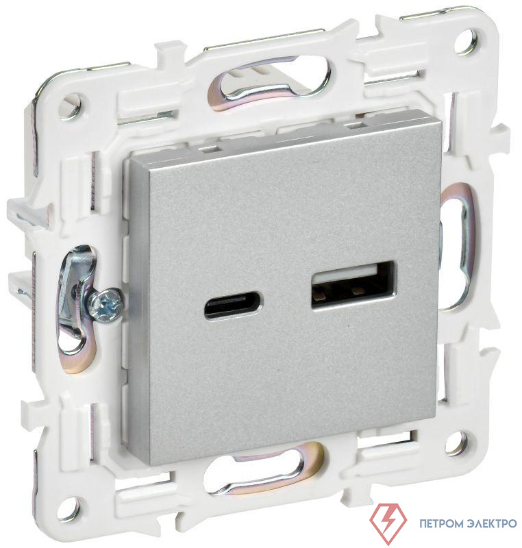 Розетка USB A+A 3.1А SKANDY SK-R15S серебр. IEK SK-U21-D31-K23