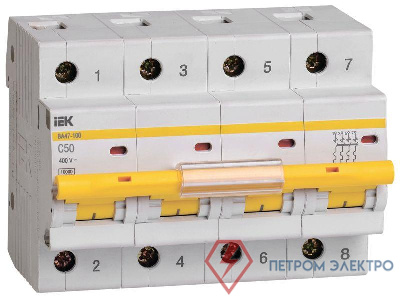 Выключатель автоматический модульный 4п C 50А 10кА ВА47-100 IEK MVA40-4-050-C