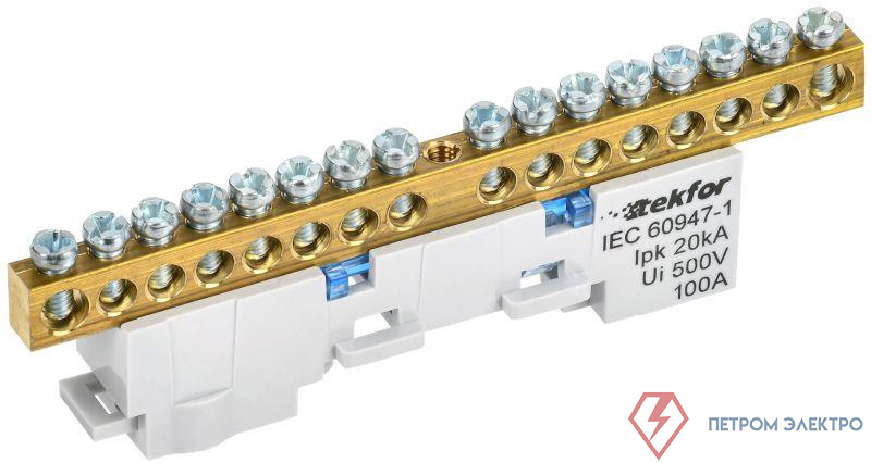 Шина нулевая N неизол. на универс. держ. 6х9-16-С TEKFOR IEK TF-NN10-16-DL-K07