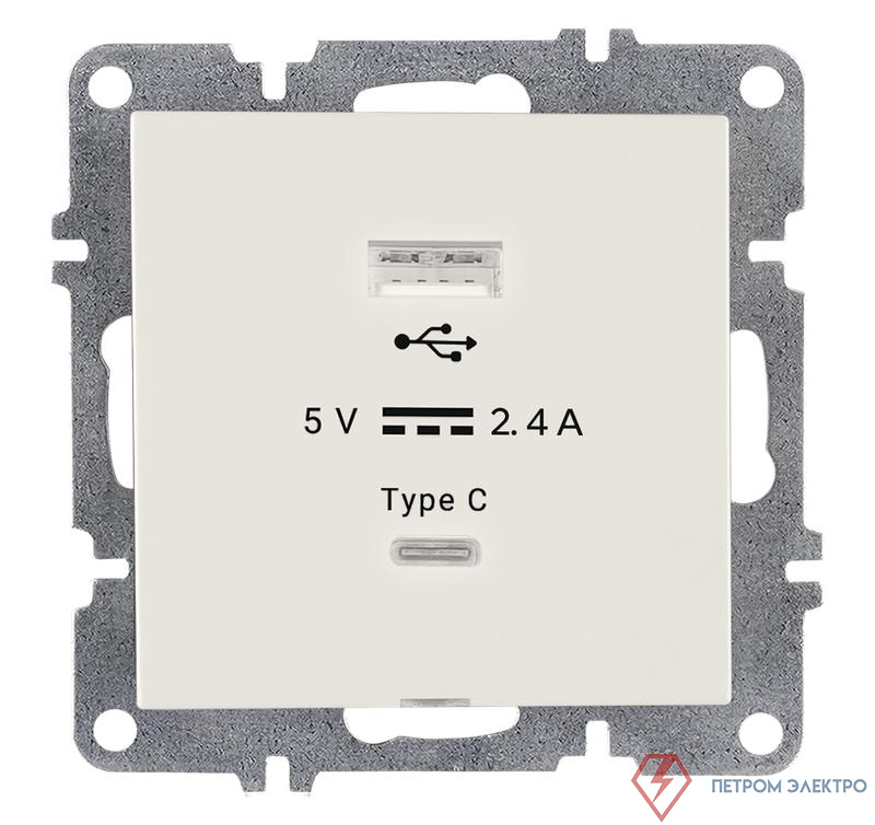 Розетка LAVIN/KAREN USB + TYPE-C механизм бел. ARVIA 50 01 1000 304