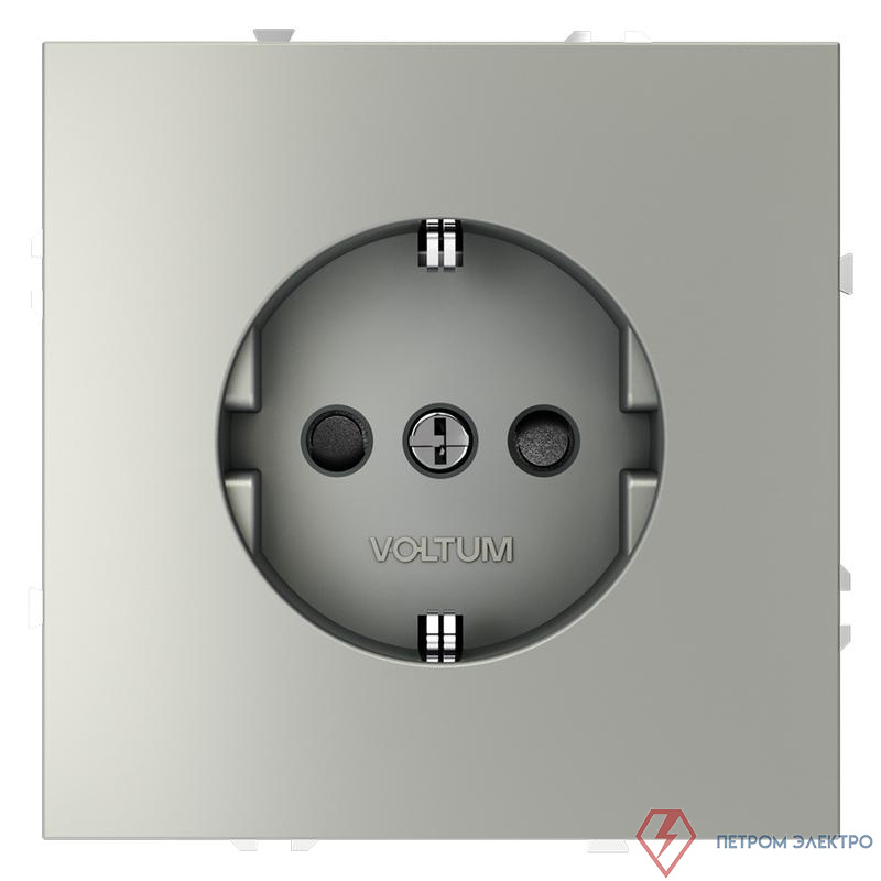 Розетка 1-м СП S70 16А с заземл. защ. шторки механизм сталь Voltum VLS040205