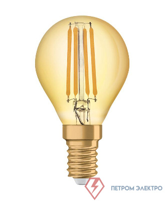 Лампа светодиодная филаментная Vintage 1906 LED CL P FIL GOLD 35 non-dim 4W/825 4Вт тепл. бел. E14 (замена 35Вт) зол. OSRAM 4058075293496