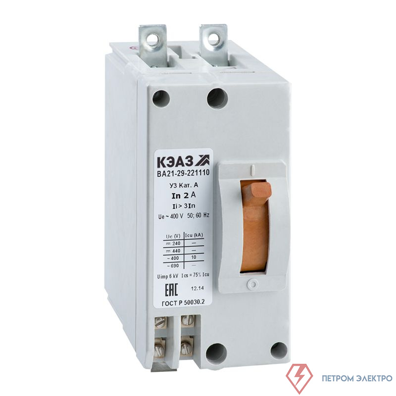 Выключатель автоматический 2п 1А 6Iн 20кА ВА21-29В-221110 У3 440В DC КЭАЗ 101109