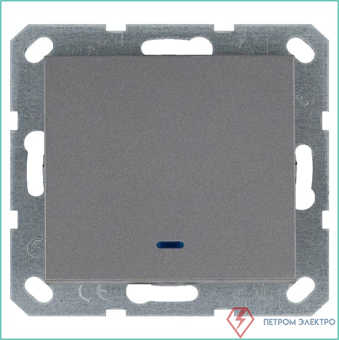 Выключатель 1-кл. 10А IP20 с подсветкой механизм алюм. Jasmart G3011NS