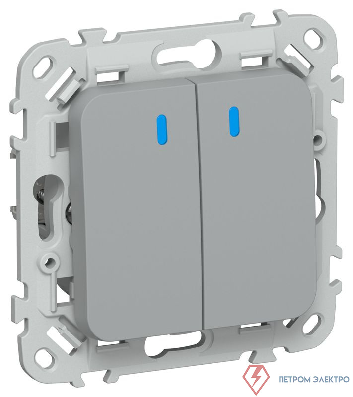 Выключатель 2-кл. СП FLITE ВС12-1-1-ФлС 10А с индикацией механизм сер. IEK FI-V20-1-10-1-K03