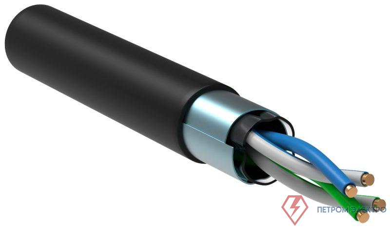 Кабель витая пара F/UTP кат.5E 2PR 24 AWG LDPE 1м черн. РФ (уп.305м) GENERICA BC3-C5E02-339-305-R-G