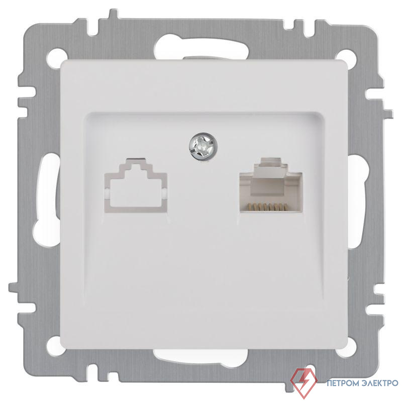 Розетка Intro Accent 6-303-01 информационная RJ45 IP20 СУ бел. Intro Б0063624