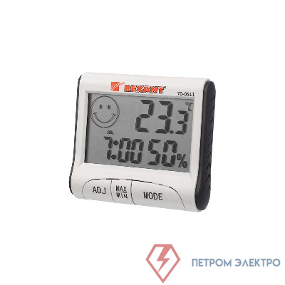 Термогигрометр комнатный с часами и функцией будильника (блист.) Rexant 70-0511