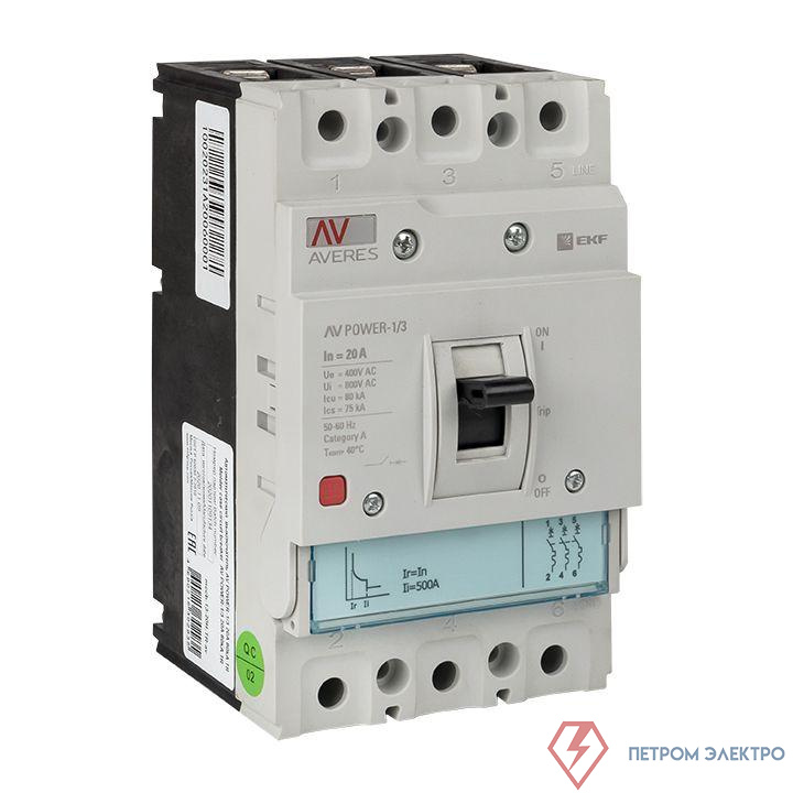 Выключатель автоматический 3п 20А 35кА AV POWER-1/3 TR AVERES EKF mccb-13-20-TR-av