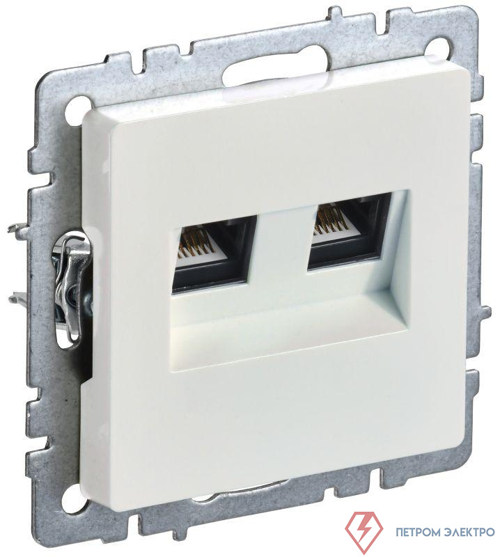 Розетка двойная СП BRITE RJ11+RJ45 кат.5E РК/Т12-БрЖ механизм жемчуж. IEK BR-KT20-O-1-K36