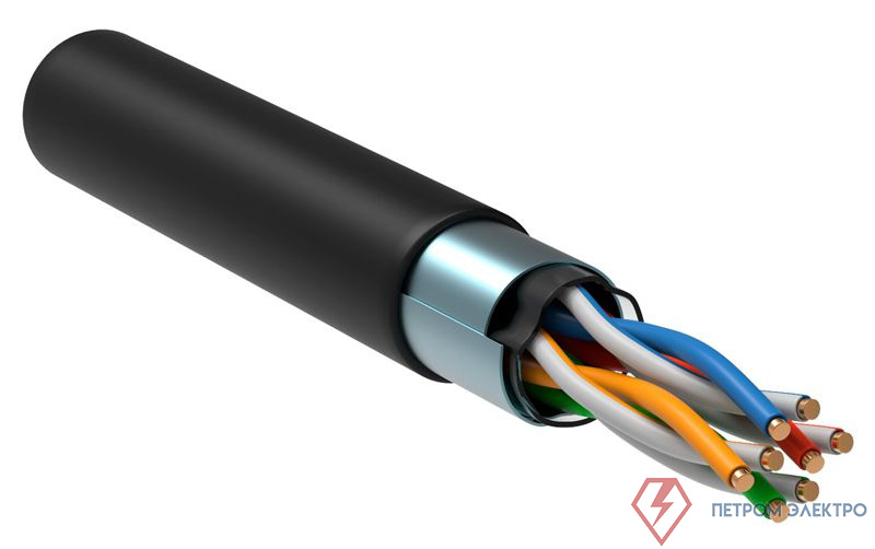 Кабель витая пара F/UTP кат.5E 4х2х24AWG solid LSZH нг(А)-HF черн. (305м) (м) ITK LC3-C5E04-329