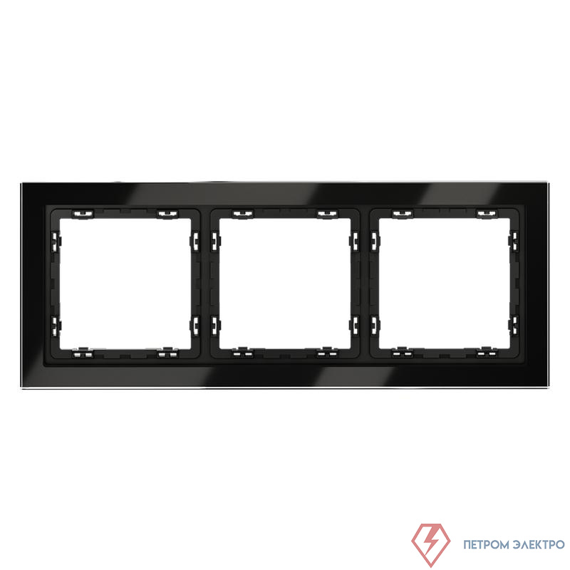 Рамка 3-м S70 стеклян. черн. Voltum VLS110308