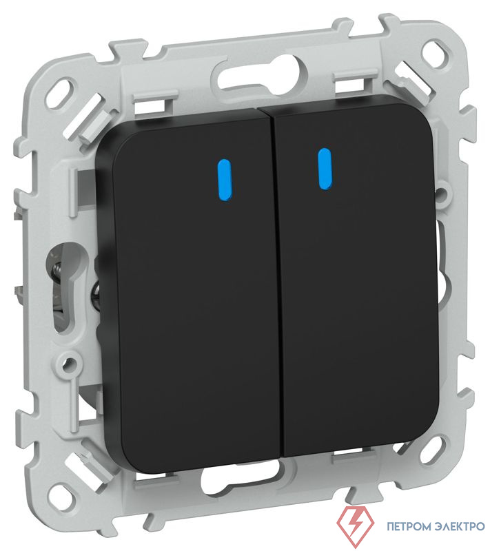 Выключатель 2-кл. СП FLITE ВС12-1-1-ФлЧ 10А с индикацией механизм черн. IEK FI-V20-1-10-1-K02