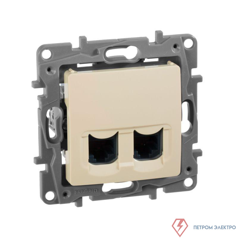 Розетка компьютерная 2-м СП Etika RJ45 кат.5E UTP механизм сл. кость IEK 672355