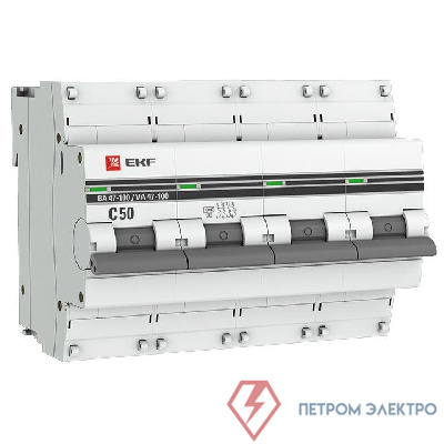 Выключатель автоматический модульный 4п C 50А 10кА ВА 47-100 PROxima EKF mcb47100-4-50C-pro