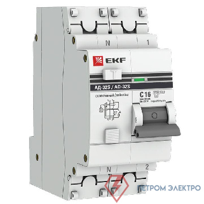 Выключатель автоматический дифференциального тока 2п 16А 100мА АД-32 селект. PROxima EKF DA32-16-100S-pro