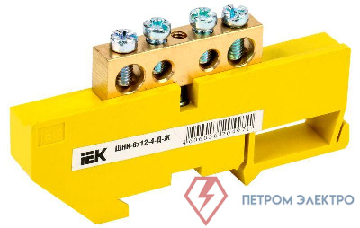 Шина PE &quot;земля&quot; на DIN-изол. ШНИ-8х12-4-Д-Ж IEK YNN10-812-4D-K05