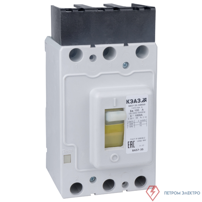 Выключатель автоматический 3п 63А 800Im 20кА ВА57-35-341210 УХЛ3 690В AC НР=230В AC/220В DC КЗ№6 КЭАЗ 254909