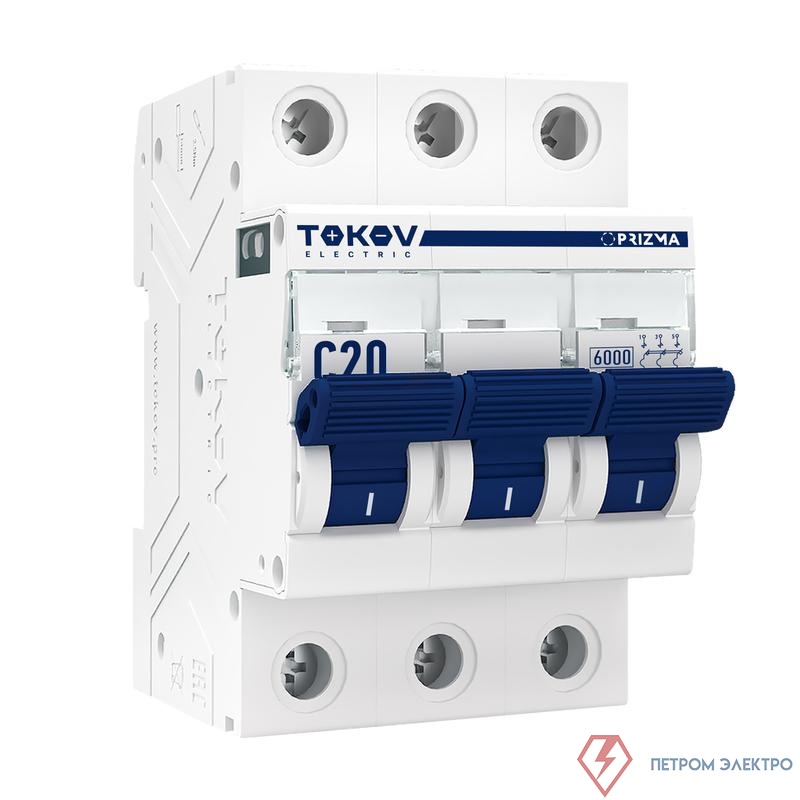 Выключатель автоматический модульный 3п C 20А 6кА PRIZMA TOKOV Electric TKE-PZ60-MCBI-3-20-C