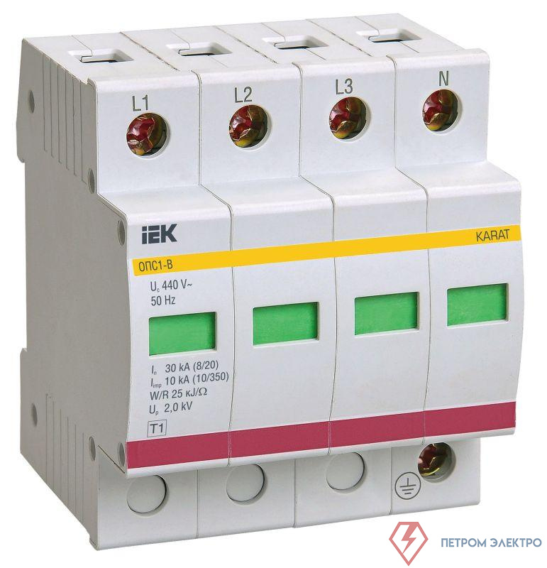 Ограничитель перенапряжения ОПС1-B 4P KARAT IEK MOP20-4-B