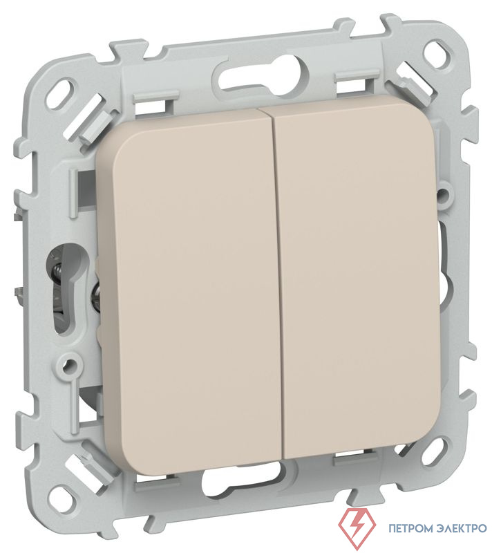 Выключатель 2-кл. СП FLITE ВС12-1-0-ФлЛ 10А механизм льняной IEK FI-V20-0-10-1-K88