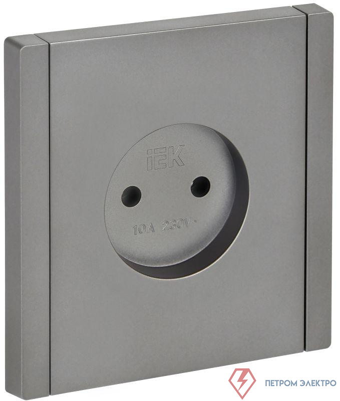 Розетка 1-м СП FORTE&PIANO FP518 10А без заземл. без защ. шторок винт. крепл. сталь IEK FP-R10-10-K46