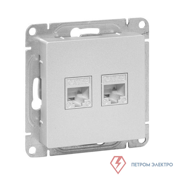 Розетка компьютерная 1-м СП Эпика RJ45 кат.5 механизм алюм. EKF UP1-SOA-RJ45-5