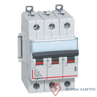 Выключатель автоматический модульный 3п D 10А 10кА DX3 6000 3мод. 400В Leg 408087