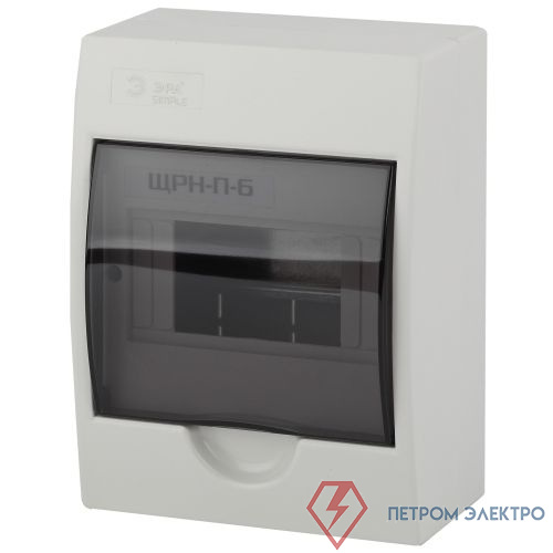 Бокс навесной ЩРН-П-6 6мод. IP41 пластик SIMPLE NO-box_simple-plastic_6_surface BOXS06 Эра Б0041522
