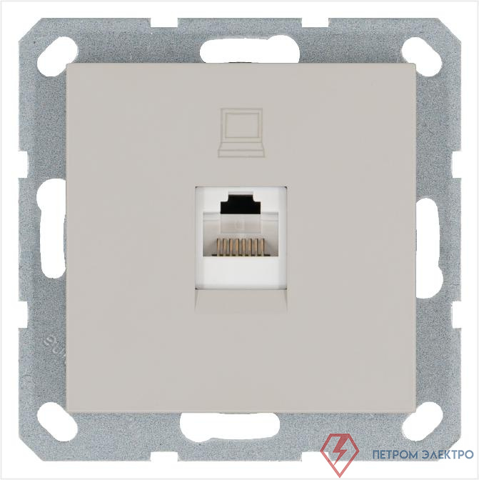 Розетка компьютерная 1-м RJ45 IP20 кат. 5E механизм тауп Jasmart G6105T