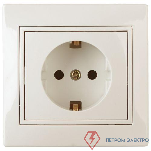 Розетка 1-м СП Plano 1-202-02 16А IP20 250В 2P+E Schuko сл. кость Intro Б0053876