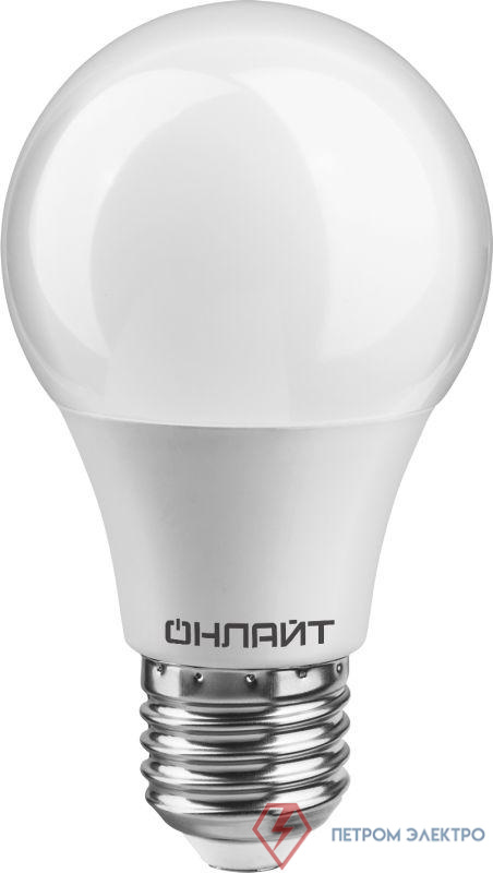 Лампа светодиодная 71 650 OLL-A60-10-230-4K-E27 10Вт грушевидная 4000К нейтр. бел. E27 1000лм 176-264В ОНЛАЙТ 71650