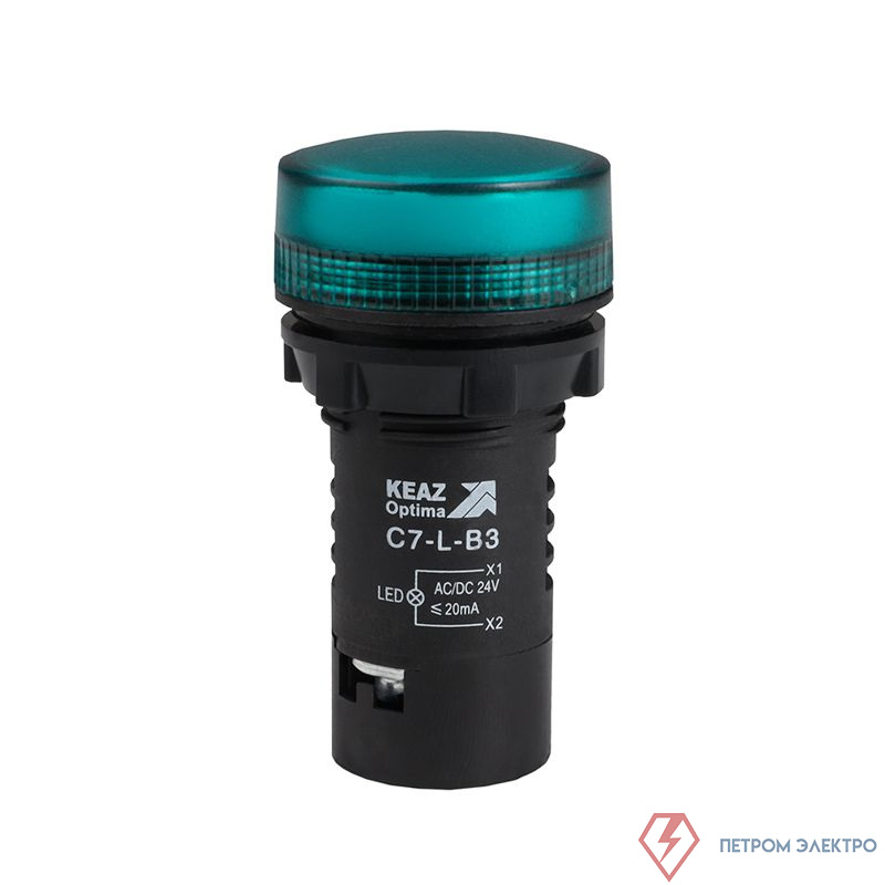 Лампа светодиодная OptiSignal Compact D22 С7-L-B3 зел. 24В AC/DC XB7EV03BP КЭАЗ 362149