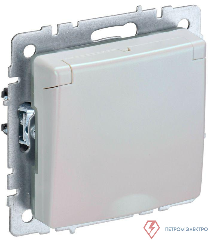 Розетка BRITE РСбш10-3-БрЖ 16А IP20 с заземл. защ. шторки с крышкой механизм жемчуж. IEK BR-R16-16-K36